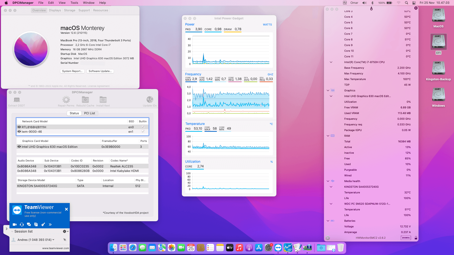 Success Hackintosh macOS Monterey 12.6 Build 21G115 in Asus TUF Gaming FX505GE-I7T01T